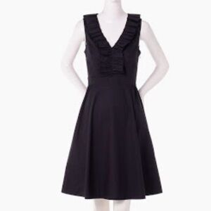 Kate Spade Ruffle Poplin Dress Black With Pockets EUC